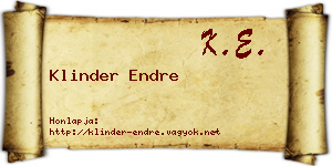 Klinder Endre névjegykártya